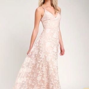 Lulus Everlasting romance blush floral Maxi dress